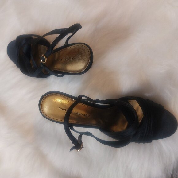 Chinese Laundry Black Strappy Stiletto Heels - Size 7.5 - Picture 3 of 4